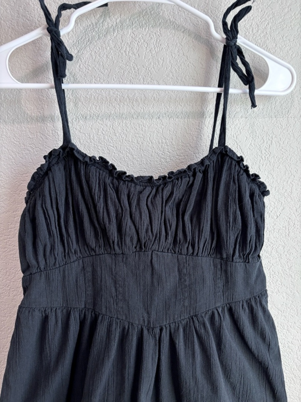 Aerie Gauze Corset Babydoll Black Mini Dress Tie Straps Women’s Size Medium - Picture 2 of 5